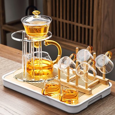 特價！自動玻璃茶具套裝家用用品高檔懶人泡茶器功夫茶杯感應泡茶壺神器
