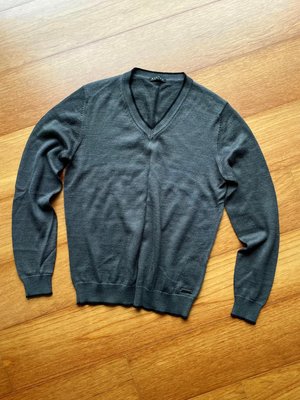 正品sisley針織毛衣v領滾邊小金屬牌灰綠色黑色 ，176 63穿合身，竹北高鐵區可自取