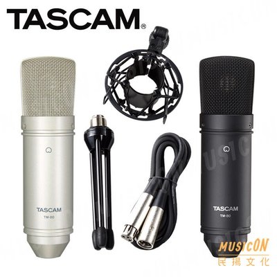 【民揚樂器】電容式麥克風 TASCAM TM80 直播 唱歌 K歌 錄音 卡拉OK 附防震架 腳架 麥克風線