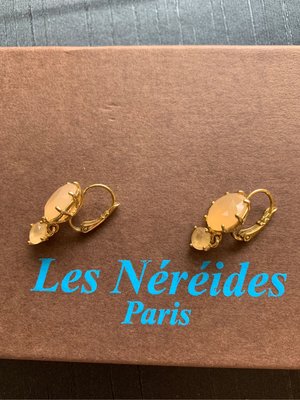 (漂亮2手)法國品牌 Les Nereides 星鑽系列 垂墜 耳環