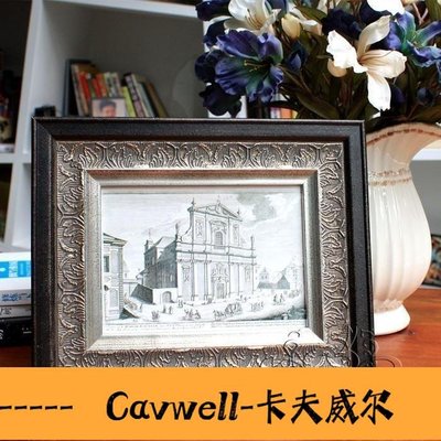 Cavwell-金屬相框優雅黑色木質相框掛牆美式鄉村大氣擺臺復古做舊金屬銀色全館-可開統編