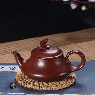 潮州朱泥手拉壺入門級小容量中式茶室手工傳爐紫砂壺家用功夫茶具-西瓜鈣奶