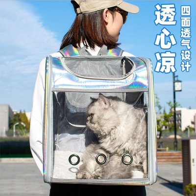 貓包夏天大容量兩只外出便攜全透明透氣貓咪太空艙雙肩大號貓書包