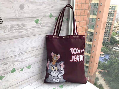 新款熱銷 LeSportsac Tom&Jerry 紅色 2339 肩背包/手提包/托特包 購物袋 多夾層 多功能包款 降落傘防水 限量 限時優惠