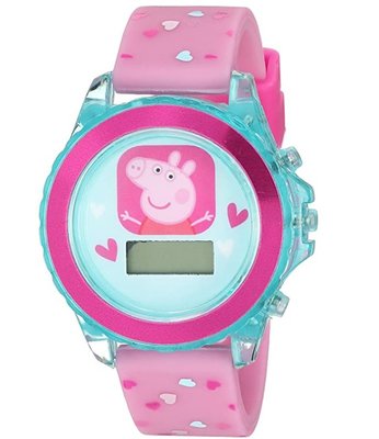 預購 美國帶回 粉紅佩佩豬 Peppa Pig 粉紅愛心豬小妹 石英錶 可愛兒童手錶 LED 電子錶 生日禮