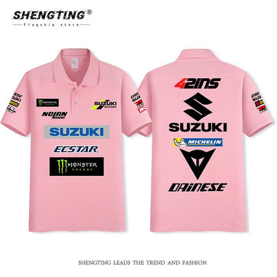 SUZUKI鈴木MotoGP廠隊重機車比賽服POLO衫短袖男摩托車騎行服T恤
