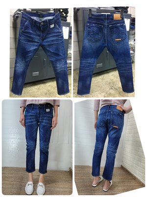 正韓korea韓國製Aing company藍色腰車小布標刷色彈性9分丹寧牛仔褲480現貨XL小齊韓衣