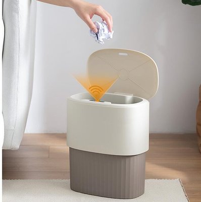 熱銷 智慧感應式垃圾桶家用自動帶蓋廁所衛生間廚房客廳創意臥室紙簍筒-