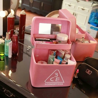 韓國3CE手提化妝箱 大容量雙層硬的收納包