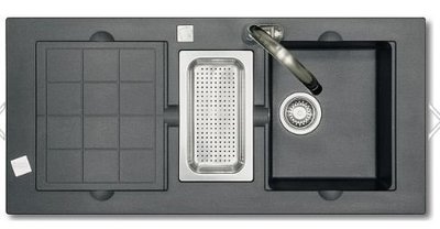 唯鼎國際【瑞士FRANKE結晶花崗石水槽】MTG 651  結晶石水槽  黑 (左平台)