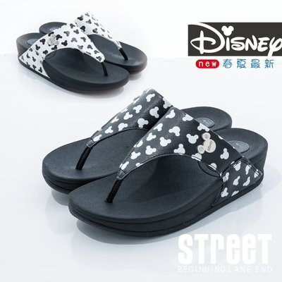 【街頭巷口 Street】迪士尼 Disney 米奇米妮 可愛大頭米奇 休閒夾腳拖鞋 KRM464739BK 黑色