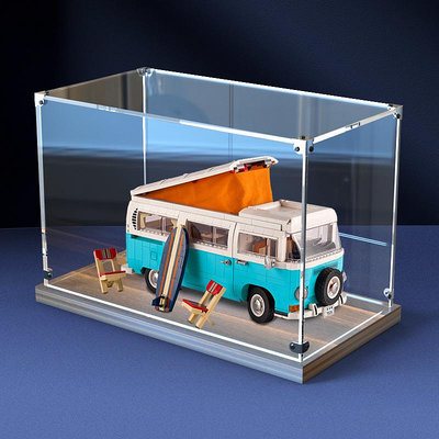 木質底手辦收納盒適用樂高10279大眾露營車T2亞克力展示盒 透明盒