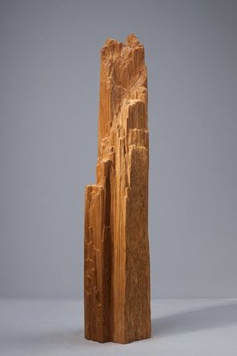 【啟秀齋】陳漢清 鍾情山水系列 熊耳 香杉木雕刻 2008年創作 附作品保證書 高約86公分
