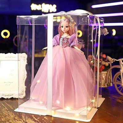 【】冰雪奇緣艾莎芭比公主模擬大號創意燈光洋娃娃嬰兒玩偶兒童玩具透明收納盒愛莎女孩子畢業生日禮物洋娃娃【童趣】