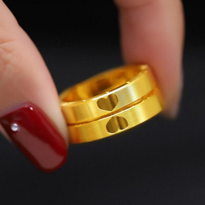 新款足金999愛心數字羅馬黃金戒指女款18K時鐘3D硬金情侶對戒送禮
