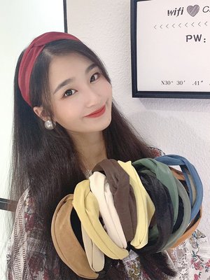 韓國甜美網紅超仙髮箍少女百搭外出防滑壓發寬邊頭箍彩色簡約髮飾
