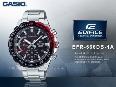 CASIO 手錶專賣店 國隆 EFR-566DB-1A EDIFICE 運動時尚三眼男錶 不鏽鋼錶帶 EFR-566DB