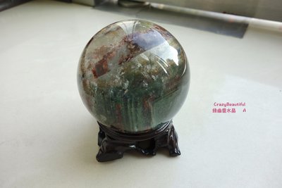 天然A貨-綠幽靈水晶球-意象千層-擺件-A/生日禮物/情人禮物