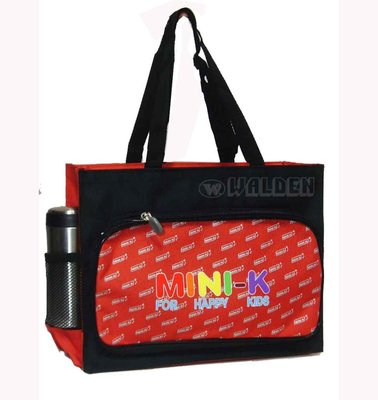 【葳爾登】MINI-K兒童手提袋便當袋/補習袋/文具袋可放A4/購物袋/MINI-K餐袋才藝袋2255紅色