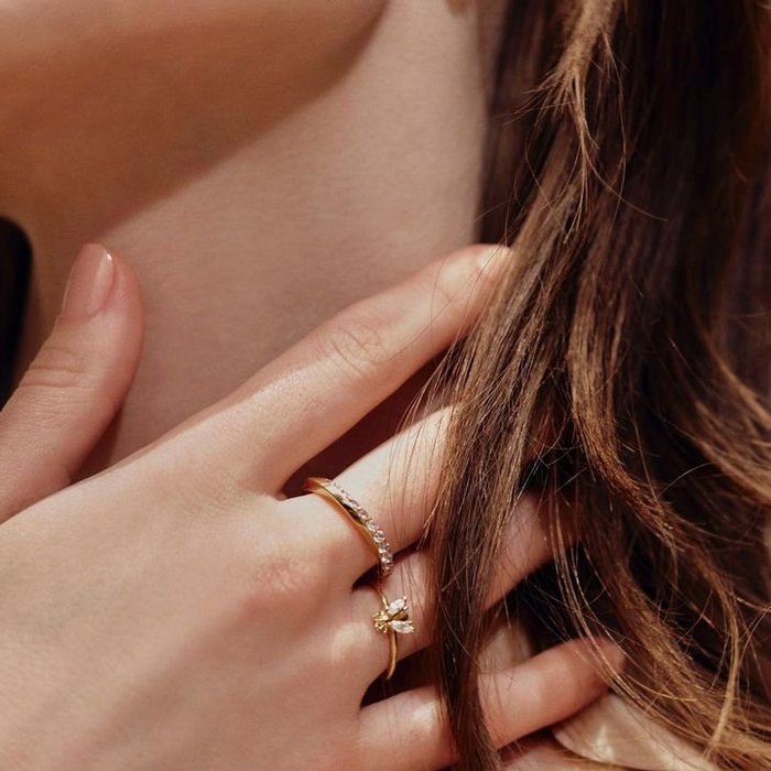 PD PAOLA 西班牙時尚潮牌 紫水晶戒指 旋轉鑲鑽戒指 薰衣草X金色 CAVALIER