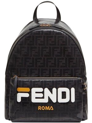 【翰貝格名牌館】全新真品 FENDI MANIA 系列 黑灰 FF 白黃 logo 大型 後背包 7VZ042 預購