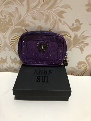 anna sui紫色水鑽拉鍊輕便短夾～1999