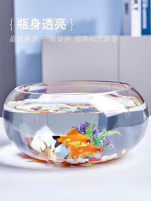 【現貨】創意水族箱生態圓形玻璃金魚缸 大號烏龜缸 迷你小型造景水培花瓶