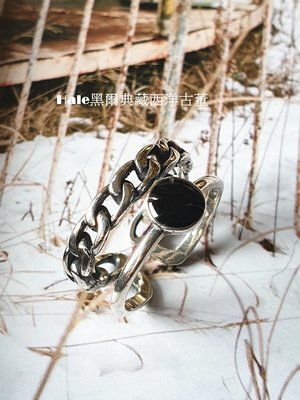 黑爾典藏西洋古董~純銀925銀 琺瑯雙鍊設計個性純銀半開戒~美國品牌韓國時尚雜誌