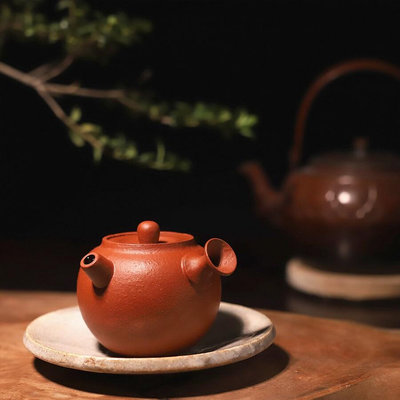 個人泡茶純色側把壺功夫茶具紫砂壺小壺茶器純手工粗砂朱泥茶欹滿482