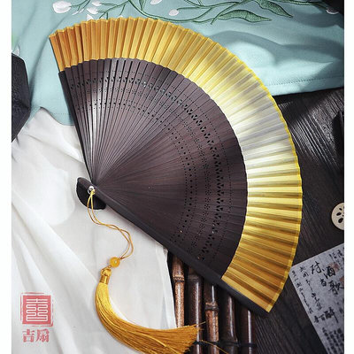 純色漸變扇子新中式晨袍拍照道具古典摺扇結婚新娘中國風扇採