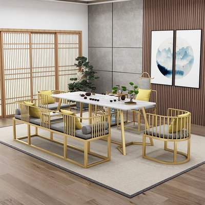 現貨熱銷-免運 工廠直銷 巖板茶桌椅組合茶幾現代簡約辦公室套裝一體客廳家用大理石茶臺桌 自行安裝