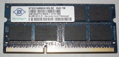 南亞ddr3-1066 2gb筆電記憶體so-dimm筆電2g nb 2rx8 pc3-8500s ram nanya