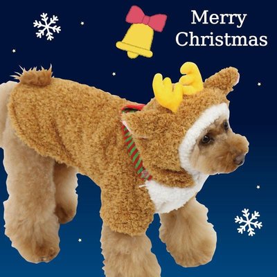 貝果貝果 日本 PET PARADISE  聖誕節 造型麋鹿變身裝 [D11653]  大狗 臘腸