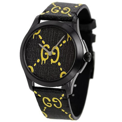 GUCCI YA1264019 古馳 手錶 40mm 黑黃面盤 黑黃橡膠錶帶 女錶 男錶