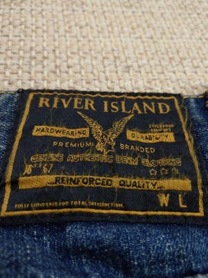 英國時尚品牌 river Island 貼布牛仔直筒褲 靴型褲 31 32