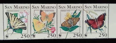 WWF(W185)聖馬利諾郵票熊貓麥郵票蝴蝶特價
