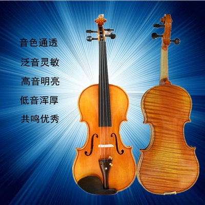 樂器潤之韻天然虎紋專業級實木高檔成人初學者考級演奏整板手工小提琴