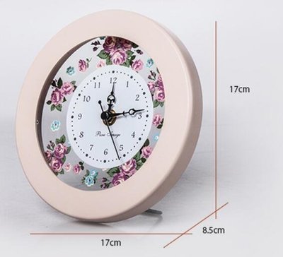 【熱賣精選】玫瑰花造型木製時鍾掛鐘桌面時鐘圓形時鐘 812b