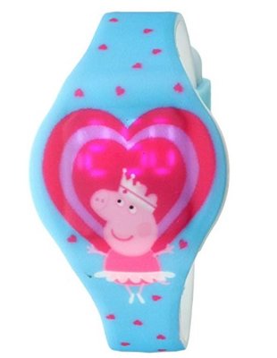 預購 美國帶回 粉紅佩佩豬 Peppa Pig 愛心豬小妹 石英機芯 超可愛兒童手錶 LED 電子錶 橡膠錶帶 生日禮
