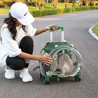 熱銷貓包外出便攜拉桿箱太空艙狗寵物背包泡泡大容量透明行李貓咪用品現貨