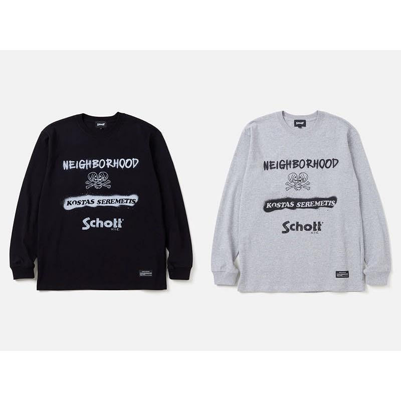 NEIGHBORHOOD X Schott X KOSTAS SEREMETIS TEE LS NBHD聯名薄長袖長t