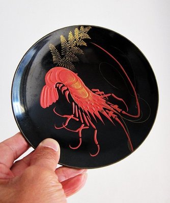 醬菜碟子似日本漆器的上漆畫塑膠盤子蝦子【心生活美學】