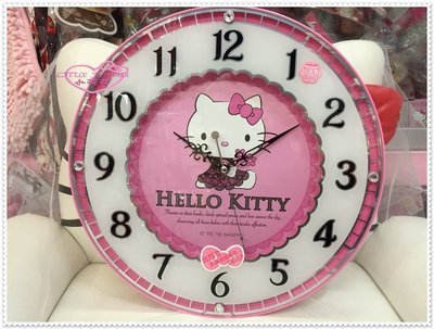 小花花日本精品♥Hello Kitty  台灣製 時鐘 璧鐘 掛鐘 數字鐘 粉色側姿花朵 331566705