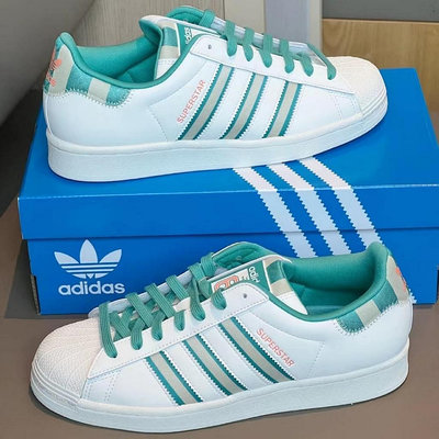 新款Adidas Originals Superstar 白綠 白藍 貝殼頭 男女鞋 IE2931