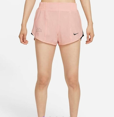 全新正品Nike Dry 女子慢跑格紋反光腰抽繩側邊拉鍊運動短褲M/28-30腰穿著