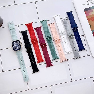 斜紋矽膠錶帶 適用於 Apple Watch S8/Ultra/7/6/se2/4 蘋果智能手錶配件