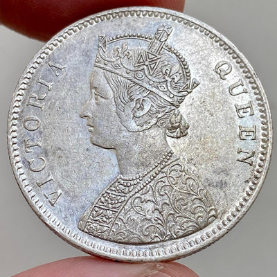 英屬印度維多利亞1862年1盧比銀幣 0/5dot版本不多見