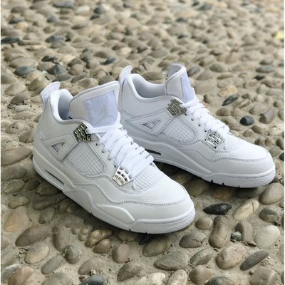 【正品】Air Jordan 4 Retro Pure Money 純白 銀扣 籃球 308497-100潮鞋