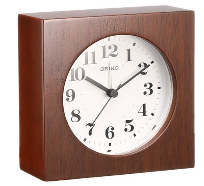日本進口 真品 限量品 SEIKO 精工木頭製造 好質感 方形時鐘鬧鐘送禮禮品 牆壁上掛鐘鐘錶擺件 6628c