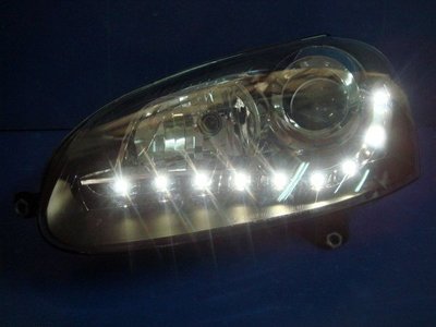 小亞車燈╠ 全新福斯GOLF 05年GTI TDI仿AUDI R8燈眉魚眼大燈DEPO製